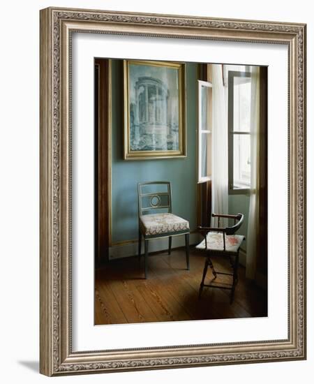 Two Chairs in the Living Room of Charlottenhof-Palace in the Gardens of Sanssouci-Karl Friedrich Schinkel-Framed Giclee Print