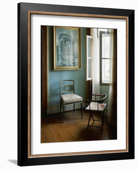 Two Chairs in the Living Room of Charlottenhof-Palace in the Gardens of Sanssouci-Karl Friedrich Schinkel-Framed Giclee Print