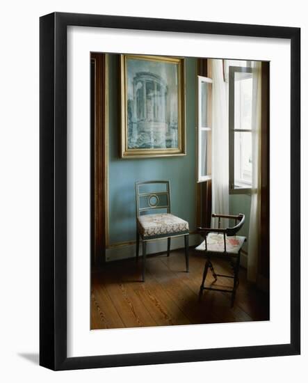 Two Chairs in the Living Room of Charlottenhof-Palace in the Gardens of Sanssouci-Karl Friedrich Schinkel-Framed Giclee Print