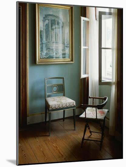 Two Chairs in the Living Room of Charlottenhof-Palace in the Gardens of Sanssouci-Karl Friedrich Schinkel-Mounted Giclee Print