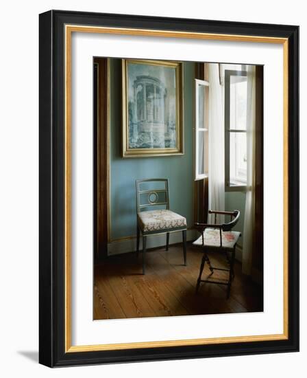 Two Chairs in the Living Room of Charlottenhof-Palace in the Gardens of Sanssouci-Karl Friedrich Schinkel-Framed Giclee Print