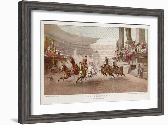 Two Charioteers Race Neck-And- Neck with Each Other in a Roman Circus-Alexander Wagner-Framed Art Print