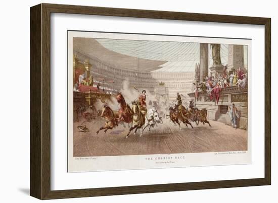 Two Charioteers Race Neck-And- Neck with Each Other in a Roman Circus-Alexander Wagner-Framed Art Print