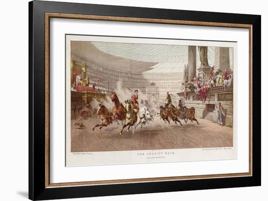 Two Charioteers Race Neck-And- Neck with Each Other in a Roman Circus-Alexander Wagner-Framed Art Print