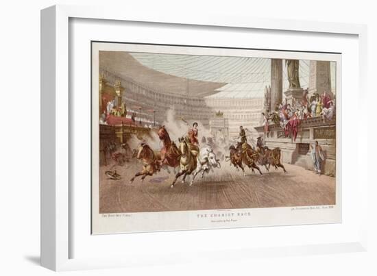 Two Charioteers Race Neck-And- Neck with Each Other in a Roman Circus-Alexander Wagner-Framed Art Print