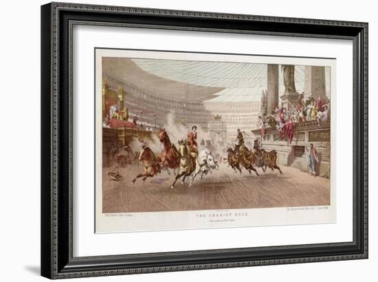 Two Charioteers Race Neck-And- Neck with Each Other in a Roman Circus-Alexander Wagner-Framed Art Print