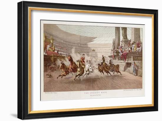 Two Charioteers Race Neck-And- Neck with Each Other in a Roman Circus-Alexander Wagner-Framed Art Print