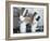 Two Chefs Having Discussion with Large Pans on their Heads-Robert Kneschke-Framed Photographic Print