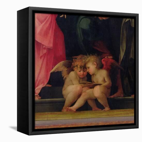 Two Cherubs Reading, Detail from Madonna and Child with Saints, 1518-Rosso Fiorentino (Battista di Jacopo)-Framed Premier Image Canvas