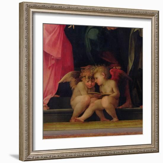 Two Cherubs Reading, Detail from Madonna and Child with Saints, 1518-Rosso Fiorentino (Battista di Jacopo)-Framed Giclee Print