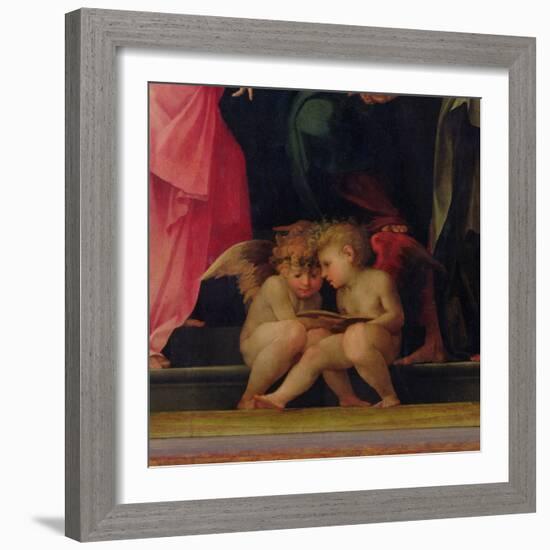 Two Cherubs Reading, Detail from Madonna and Child with Saints, 1518-Rosso Fiorentino (Battista di Jacopo)-Framed Giclee Print