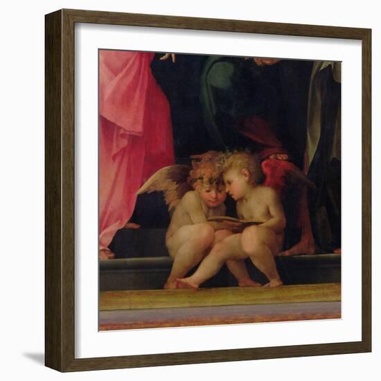 Two Cherubs Reading, Detail from Madonna and Child with Saints, 1518-Rosso Fiorentino (Battista di Jacopo)-Framed Giclee Print