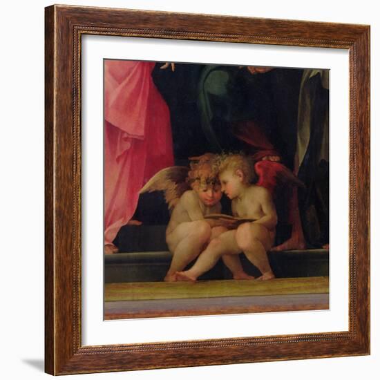 Two Cherubs Reading, Detail from Madonna and Child with Saints, 1518-Rosso Fiorentino (Battista di Jacopo)-Framed Giclee Print