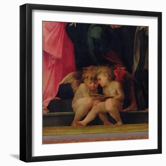 Two Cherubs Reading, Detail from Madonna and Child with Saints, 1518-Rosso Fiorentino (Battista di Jacopo)-Framed Giclee Print