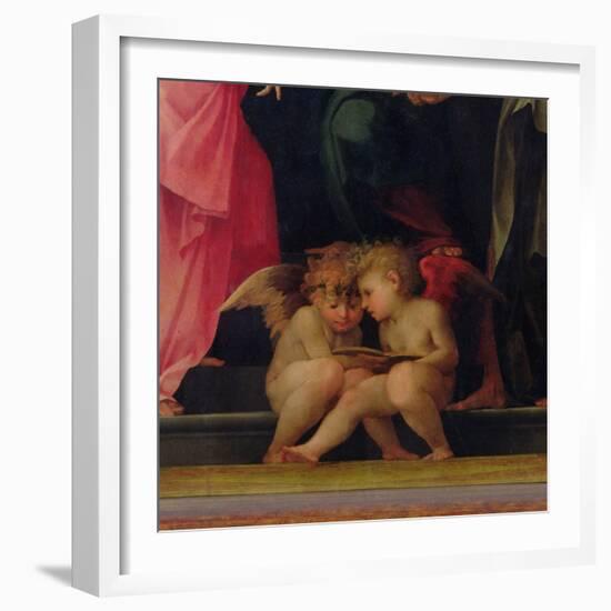 Two Cherubs Reading, Detail from Madonna and Child with Saints, 1518-Rosso Fiorentino (Battista di Jacopo)-Framed Giclee Print