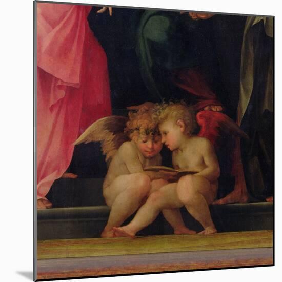 Two Cherubs Reading, Detail from Madonna and Child with Saints, 1518-Rosso Fiorentino (Battista di Jacopo)-Mounted Giclee Print