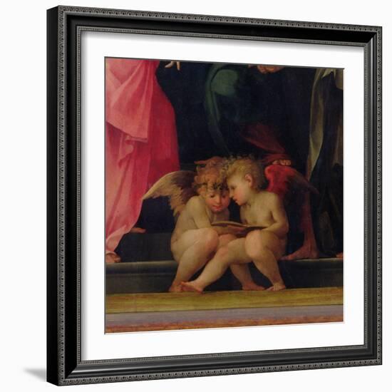 Two Cherubs Reading, Detail from Madonna and Child with Saints, 1518-Rosso Fiorentino (Battista di Jacopo)-Framed Giclee Print