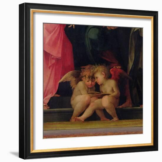 Two Cherubs Reading, Detail from Madonna and Child with Saints, 1518-Rosso Fiorentino (Battista di Jacopo)-Framed Giclee Print