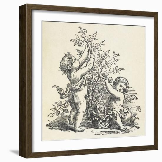 Two Cherubs With a Rose Bush-null-Framed Giclee Print