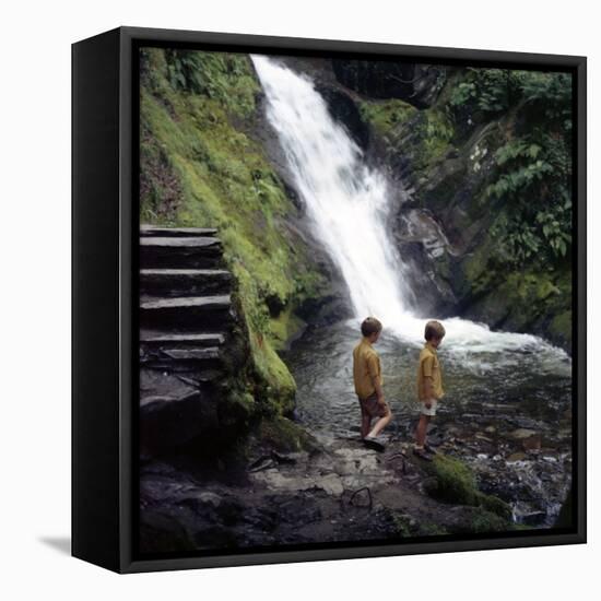 Two Children at a Pool, Dolgoch Falls, Tal-Y-Llyn Valley, Snowdonia National Park, Wales, 1969-Michael Walters-Framed Premier Image Canvas