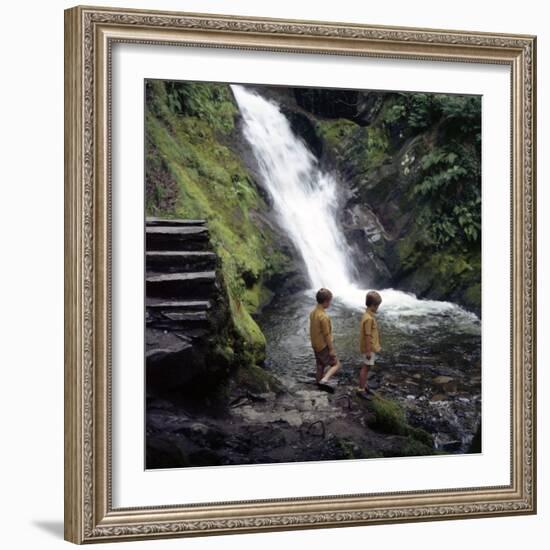 Two Children at a Pool, Dolgoch Falls, Tal-Y-Llyn Valley, Snowdonia National Park, Wales, 1969-Michael Walters-Framed Photographic Print