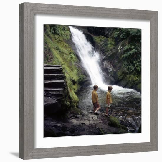 Two Children at a Pool, Dolgoch Falls, Tal-Y-Llyn Valley, Snowdonia National Park, Wales, 1969-Michael Walters-Framed Photographic Print