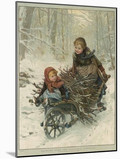 Two Children Bring Home a Barrow-Load of Firewood for the Christmas Fire-E. Blume-Mounted Photographic Print