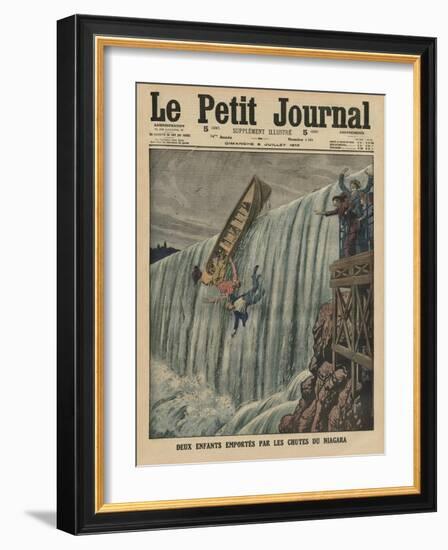 Two Children Carried Along by the Niagara Falls-French-Framed Giclee Print