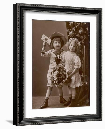 Two Children Carry a Love Letter, To My Little Sweetheart-null-Framed Photographic Print