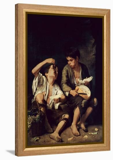 Two Children Eating a Melon and Grapes, 1650-Bartolome Esteban Murillo-Framed Premier Image Canvas