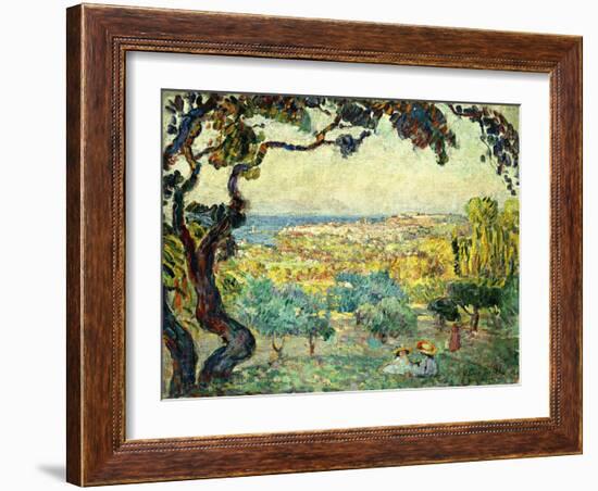 Two Children in a Coastal Landscape; Deux Enfants Dans Un Paysage Maritime-Henri Lebasque-Framed Giclee Print