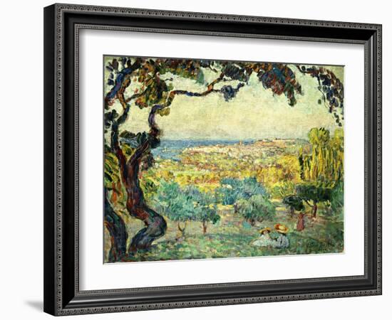 Two Children in a Coastal Landscape; Deux Enfants Dans Un Paysage Maritime-Henri Lebasque-Framed Giclee Print