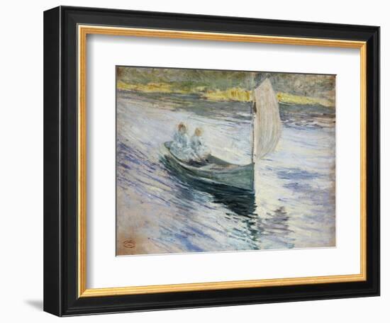 Two Children in a Sailboat, 1883-John Henry Twachtman-Framed Giclee Print