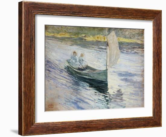 Two Children in a Sailboat, 1883-John Henry Twachtman-Framed Giclee Print