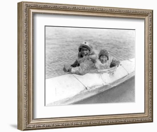 Two Children on the Water-Edward S^ Curtis-Framed Giclee Print