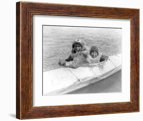 Two Children on the Water-Edward S^ Curtis-Framed Giclee Print