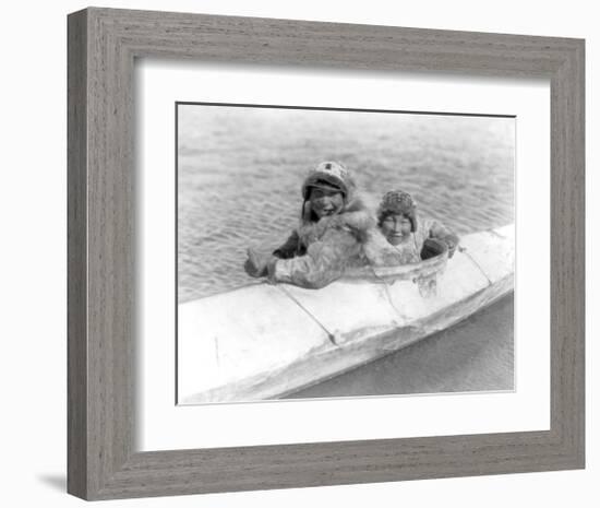 Two Children on the Water-Edward S^ Curtis-Framed Giclee Print