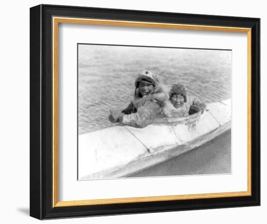 Two Children on the Water-Edward S^ Curtis-Framed Giclee Print