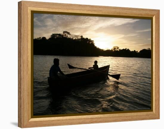 Two Children Sail in the Cocibolca Lake, Managua, Nicaragua-Esteban Felix-Framed Premier Image Canvas