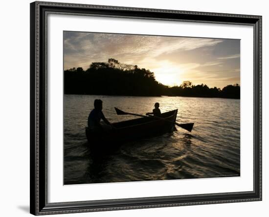 Two Children Sail in the Cocibolca Lake, Managua, Nicaragua-Esteban Felix-Framed Photographic Print