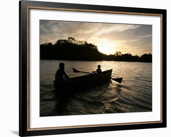 Two Children Sail in the Cocibolca Lake, Managua, Nicaragua-Esteban Felix-Framed Photographic Print