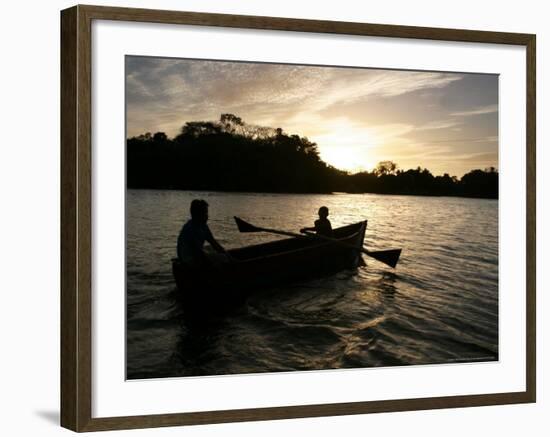 Two Children Sail in the Cocibolca Lake, Managua, Nicaragua-Esteban Felix-Framed Photographic Print