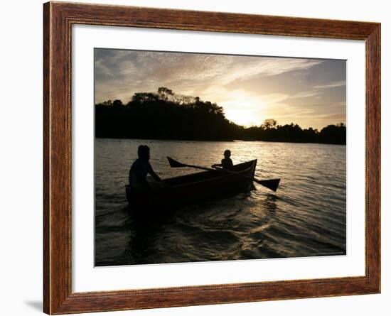 Two Children Sail in the Cocibolca Lake, Managua, Nicaragua-Esteban Felix-Framed Photographic Print