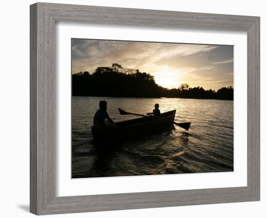 Two Children Sail in the Cocibolca Lake, Managua, Nicaragua-Esteban Felix-Framed Photographic Print