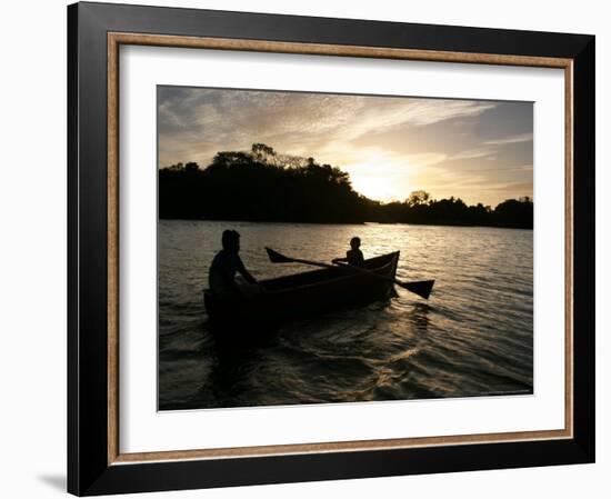 Two Children Sail in the Cocibolca Lake, Managua, Nicaragua-Esteban Felix-Framed Photographic Print