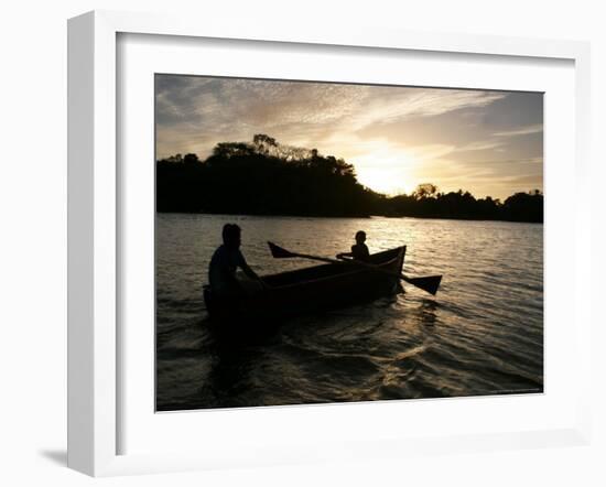 Two Children Sail in the Cocibolca Lake, Managua, Nicaragua-Esteban Felix-Framed Photographic Print