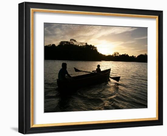 Two Children Sail in the Cocibolca Lake, Managua, Nicaragua-Esteban Felix-Framed Photographic Print