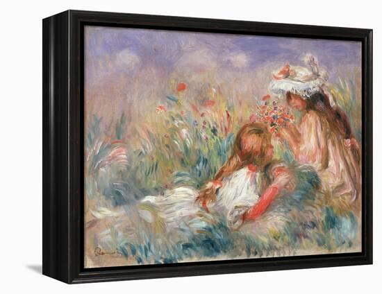 Two Children Seated among Flowers, 1900 (Oil on Canvas)-Pierre Auguste Renoir-Framed Premier Image Canvas