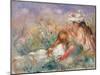 Two Children Seated among Flowers, 1900 (Oil on Canvas)-Pierre Auguste Renoir-Mounted Giclee Print