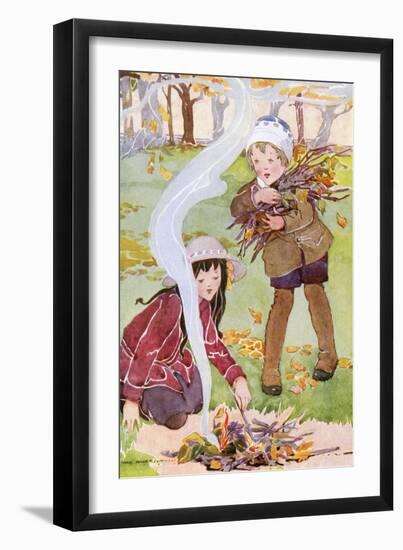 Two Children Tend to a Fire-Anne Anderson-Framed Art Print